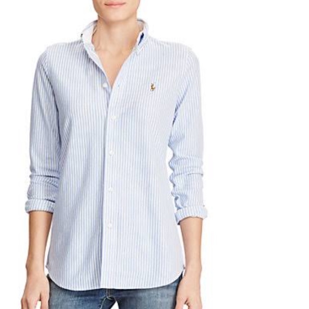Ralph Lauren Button Down Light Blue White Oxford